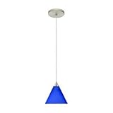 Besa Lighting 1XT-5121CM-SN Satin Nickel Kani Contemporary / Modern Single Light Pendant with Cobalt Blue Matte Glass from the Kani Collection