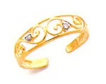 Toe Ring - 14kt Gold .02ct Diamond Scroll