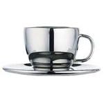 Dualit 85002 Stainless Steel Espresso cups and saucers 2 in pack