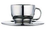 Dualit 85002 Stainless Steel Espresso cups and saucers 2 in pack