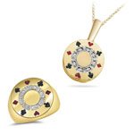 0.08 Ct Diamonds Poker Jewelry Set For Him in 14K White Gold