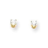 14k 3mm Round April White Zircon Post Earrings