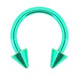 Neon Green  Spike Beads Anodized titanium Horseshoe 