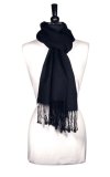 100% Pashmina BLACK Shawl Wrap. Womans Scarf.