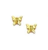 14k Yellow Childrens Butterfly Friction-Back Earrings