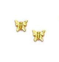14k Yellow Childrens Butterfly Friction-Back Earrings