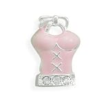 Pink Bustier Camisole with Crystal Story Bead Slide-on Charm Sterling