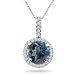 0.23 Cts Diamond & 4.01 Cts London Blue Topaz Pendant in Platinum