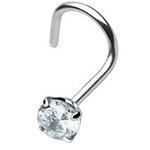 316L Surgical Steel Nose Screw Ring 3mm Clear CZ 20G FREE Nose Ring Backing