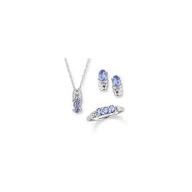 ZALES Tanzanite Boxed Jewelry Set in 10K White Gold with Diamond Accents... by 
