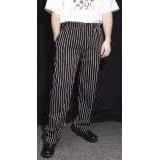 Chef Revival Black White Pinstripe Slim Fit Pants Cotton - XS - XS by Chef Revival