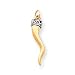 14k Two-Tone Hollow Polished 3D Medium Italian Horn Charm - Measures 29x7mm - JewelryWeb