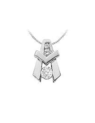 Diamond A Pendant : 14K White Gold - 0.90 CT Diamonds