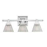Sea Gull Lighting 40041-05 Buckingham Three-Light Vanity, Chrome Finish with Clear Highlighted Satin Etched Glass