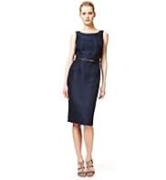 Autograph Linen Rich Bodycon Dress with Belt