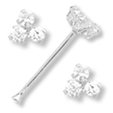 Solid 14kt White Gold Trinity Nose Ring Bone