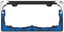Twin Dolphins License Plate Frame (Chrome and Black Metal)