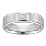 Mens Wedding Band - 0.07 Ct Diamond Solitaire Wedding Band -11