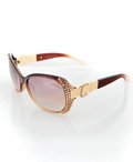 Swarovski Crystals Element Crystal Beads Fashion Sunglasses in Fancy Gift Case with Free Shipping, Light Brown