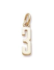 Rembrandt Charms, Number 3 Charm in Solid Sterling Silver or Gold