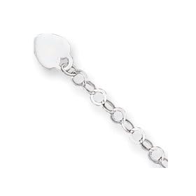 Sterling Silver Heart Charm Childs Bracelet - 6 Inch - Lobster Claw