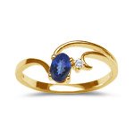 0.02 Cts Diamond & 0.20 Cts Tanzanite Ring in 14K Yellow Gold