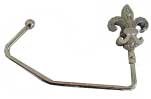 1 Up Scale Silver Fleur De Lis with Swarovski Crystal Purse Hook & black velvet pouch