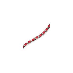 ZALES Lab-Created Oval Ruby Bracelet in 10K Gold with Diamond Accents by