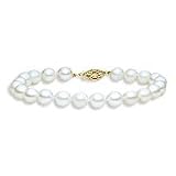 14k Gold, 6.5-7mm Round Akoya Cultured Pearl hand-knotted Bracelet