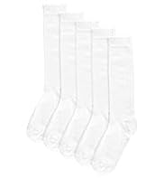 5 Pairs of Cotton Rich Picot Trim Knee High School Socks
