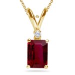 0.02 Cts Diamond & 0.55 Cts Ruby Pendant in 14K 