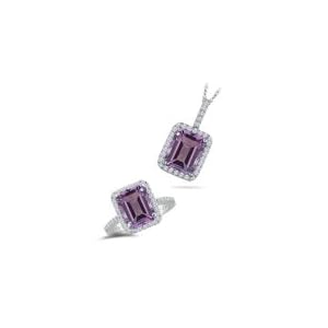 0.49 Ct Diamonds and 4.84 Cts Amethyst Set in 14K White Gold by