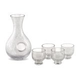 Sake Set Clear Crackled Glass