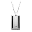 Men's Stainless Steel Pendant with Black Cable and Diamond Accents