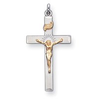 Sterling Silver Crucifix Pendant with 20 Inch Sterling Silver Chain