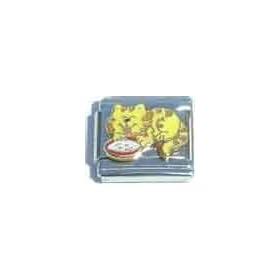 Clearly Charming Cat with Bowl Animal Italian Charm Bracelet Link