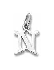 Rembrandt Charms, Letter N Charm in Solid Sterling Silver or Gold