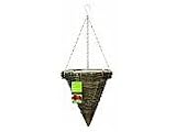 Rattan Roll Top Hanging Basket Cone 30cm by Gardman