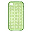 Premium TPU Flexi Argyle Gel Skin for Apple iPhone4, 4th Generation, 4th Gen Flexible See Thru Skin, Green Checkers Plaid Print