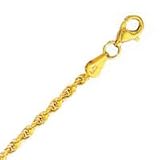 10k Yellow Gold 9 Inch X 2.5 mm Rope Chain Bracelet