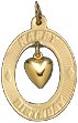 Happy Birthday with Dangling Heart, 14K Gold Charm