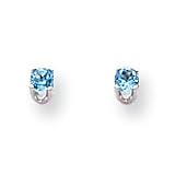 14k White Gold 3mm Blue Topaz Stud Earrings XBE120