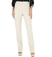 Linen Blend Flat Front Modern Slim Leg Trousers