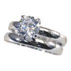 W-996 1 Carat Two Piece Wedding Ring Set Rhodium EP Sizes Available in 5-10 Lifetime Guarantee Anniversary Engagement Band Cheap