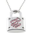 ROCAWEAR Silver Tone Pink Austrian Crystal RW LOCK Necklace