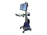 Styleview Dual Display Cart, Non-powered with Retractable Keyboard, Storage Bask