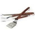Outset QB00 Rosewood and Stainless Steel 3-Piece Barbeque Set with Spatula, Fork, Tongs
