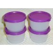 Tupperware Snack Cup Set of 4 Clear with Purple Seals 4 Oz