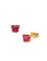 Children 14K Yellow Gold Ruby C.Z. Butterfly Stud Earrings