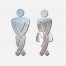 Funky Goods Crossed Legs with Disabled Bathroom Signs Office Set Funny Bathroom Toliet Restroom Door Accessories Sybol Sign 5'' Mirror Set for Home Office and Work